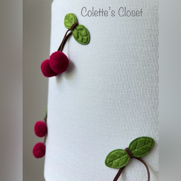 Karma Home Cherry Red Pom Pom Lamp Playful Festive Kitch Home Decor Lamp & Shade - Picture 6 of 10